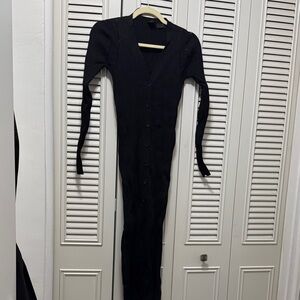 Pinko Black Ribbed Midi Dress